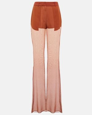 Nensi Dojaka Mid-Rise Wide-Leg Silk Trousers - Orange