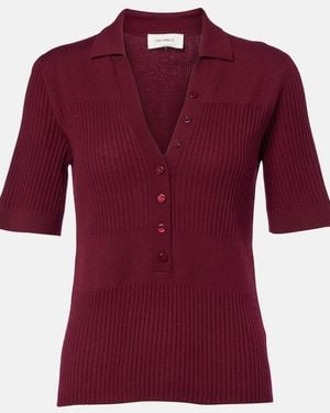 Lisa Yang Malie Ribbed-Knit Cashmere Polo Jumper - Red