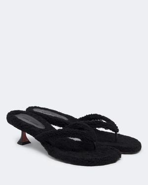 AMINA MUADDI Juliette Shearling Thong Sandals - Black
