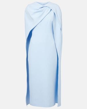 Safiyaa Oria Caped Crepe Cocktail Dress - Blue