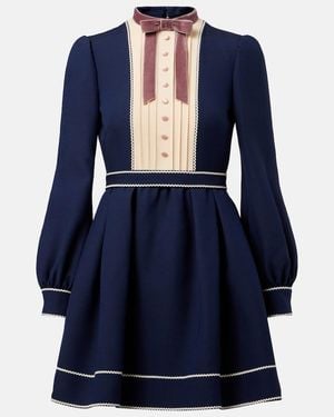 Valentino Crepe Couture Bow-Detail Minidress - Blue