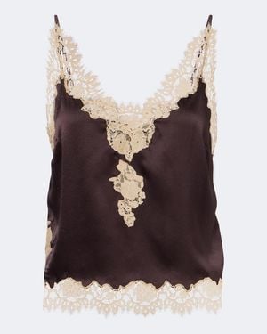 Doen Kira Lace-Trimmed Silk Satin Camisole - Brown