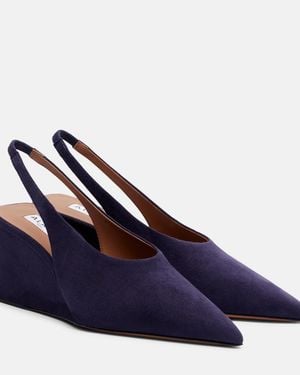 Alaïa Wedges Cube Aus Veloursleder - Blau