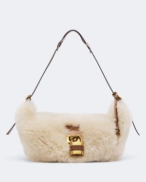 Chloé Paddington Shearling Shoulder Bag - Natural