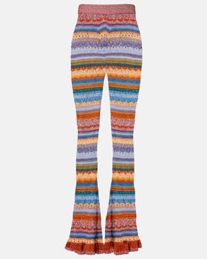 Etro Crochet Striped Cotton Flared Pants - Multicolor