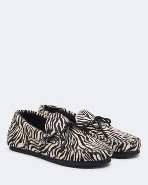 Isabel Marant Fitza Zebra-Print Calf Hair Loafers - Black