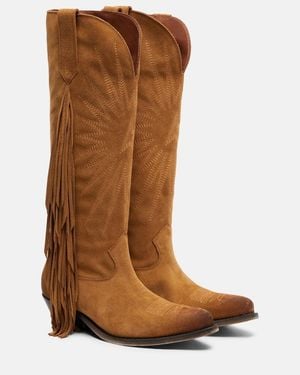 Golden Goose Wish Star Fringed Suede Cowboy Boots - Brown