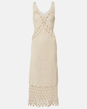 Rabanne Embellished Crochet Cotton Midi Dress - Natural