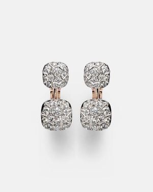 Pomellato Pendientes Nudo De Oro Rosa Y Blanco De 18 Ct Con Diamantes