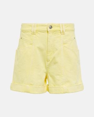 Isabel Marant Vetanio High-Rise Denim Shorts - Yellow