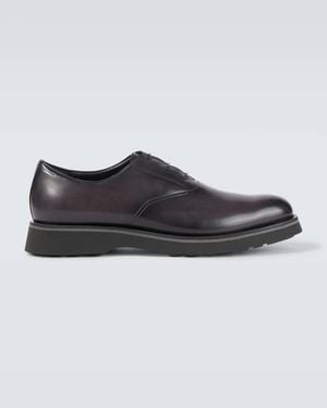 Berluti Leather Cap-Toe Oxford Dress Shoes - Black