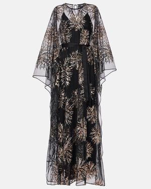 Taller Marmo Gran Soleil Embellished Tulle Kaftan - Black