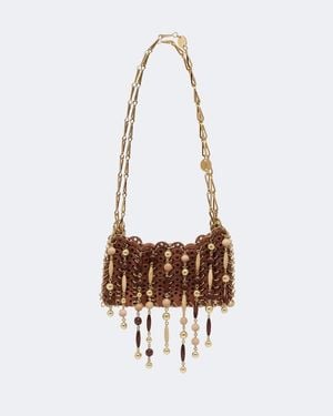 Rabanne 1969 Small Wood Embellished Shoulder Bag - White