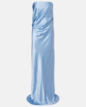 The Sei Draped Silk Charmeuse Bustier Gown - Blue