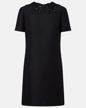 Valentino Garavani Embellished Wool And Silk Minidress - Black