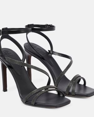 Brunello Cucinelli Embellished Leather Sandals - Black