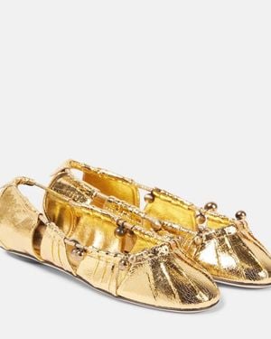 Chloé Luna Cutout Metallic Leather Ballet Flats