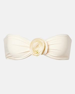 SAME Rosette Floral-Applique Bandeau Bikini Top - Natural