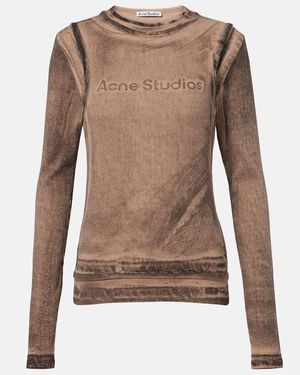 Acne Studios T-Shirt En Coton Melange A Imprime - Marron