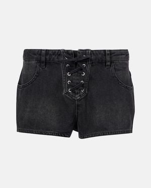 Isabel Marant Delma Faded Denim Shorts - Black