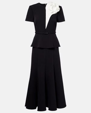 Roland Mouret Floral-Applique Crepe Midi Dress - Black