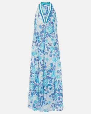 Poupette Cotton Midi Dress - Blue