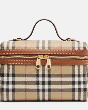 Burberry Bolso Neceser Vanity Case Small Con Check - Marrón