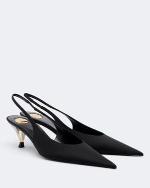 Saint Laurent Fanny Satin Slingback Court Shoes - Black