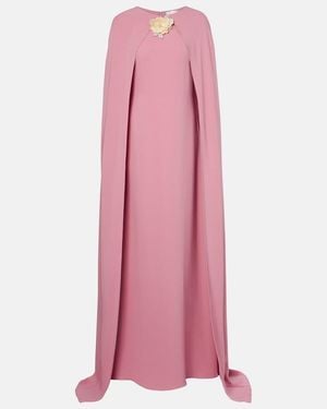Oscar de la Renta Caped Silk-Blend Georgette Gown - Pink