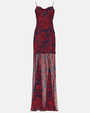 Dries Van Noten Printed Silk Georgette Maxi Dress - Purple
