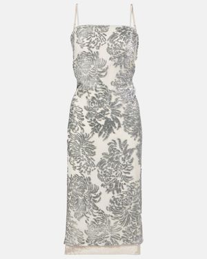 JACQUES WEI Floral Embellished Silk-Blend Slip Dress - Grey