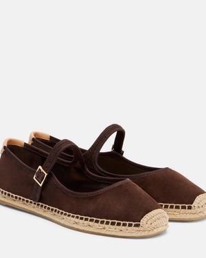 Tory Burch Mary-Jane-Espadrilles Aus Veloursleder - Braun