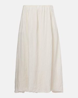 Velvet Rachelle Linen Midi Skirt - White