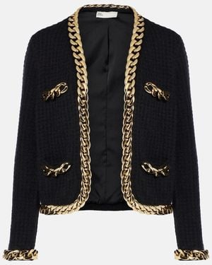 Tory Burch Kendra Cardigan Aus Waffelstrick Mit Ketten - Schwarz