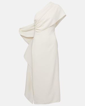 Marmar Halim Caped One-Shoulder Silk Crepe Cocktail Dress - White