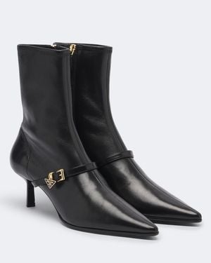 Prada Leather Ankle Boots - Black