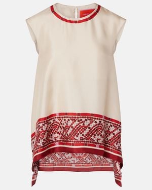 La DoubleJ San Carlo Printed Silk Twill Top - Red