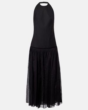 Rohe Pleated Wool-Blend Muslin Maxi Dress - Black