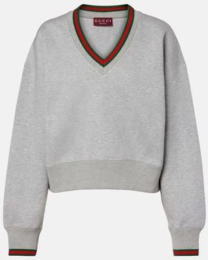 Gucci Sweatshirt Web Stripe Aus Jersey - Grau