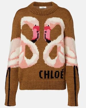 Chloé Wool Jacquard Jumper - Brown