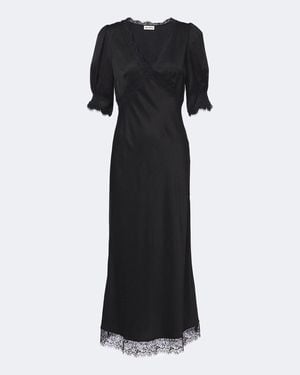 RIXO London Annina Lace-Trimmed Satin Midi Dress - Black