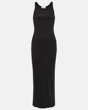 Blumarine Logo Cotton-Blend Maxi Dress - Black