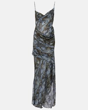 Christopher Esber Snake-Print Draped Silk Maxi Dress - Multicolour