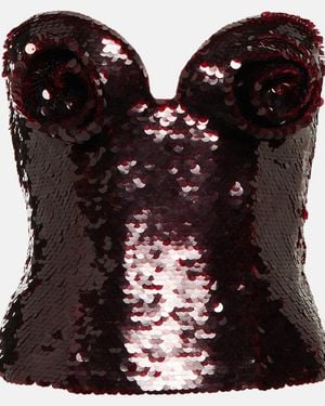 Magda Butrym Sequined Bustier Top - Black