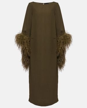Taller Marmo Del Lago Feather-Trimmed Midi Dress - Green