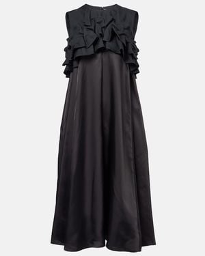 Noir Kei Ninomiya Ruffled Wool Midi Dress - Black