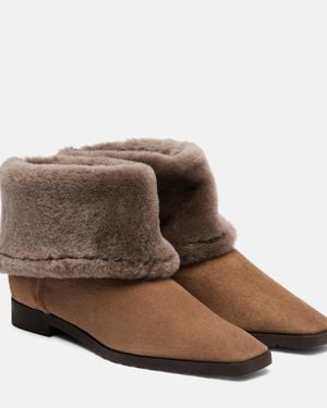 TOTEME Shearling-Lined Suede Ankle Boots - Brown