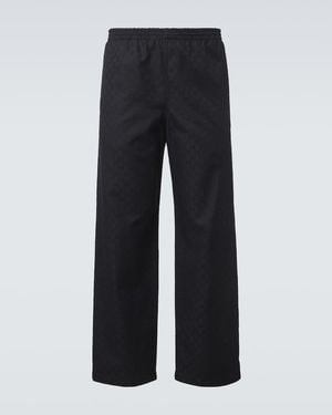 Gucci Gg Canvas Straight-Leg Trousers - Blue