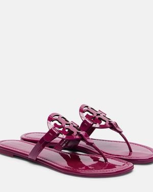 Tory Burch Miller Patent Leather Thong Sandals - Purple