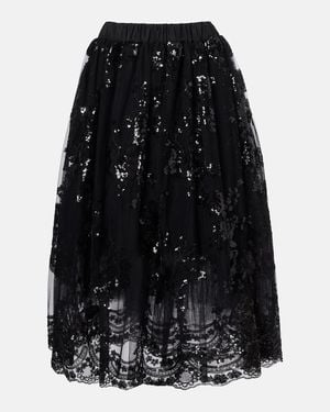 Simone Rocha Sequined Midi Skirt - Black